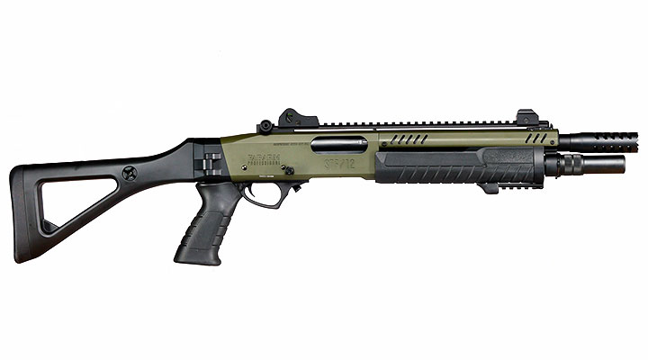 CYMA / BO Manufacture Fabarm STF12 Compact 11 Zoll Vollmetall Pump Action Gas Shotgun 6mm BB oliv Bild 3