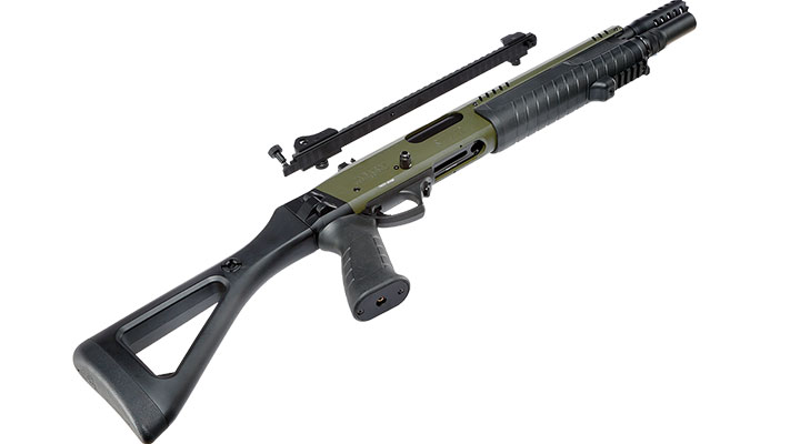 CYMA / BO Manufacture Fabarm STF12 Compact 11 Zoll Vollmetall Pump Action Gas Shotgun 6mm BB oliv Bild 7