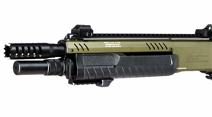 CYMA / BO Manufacture Fabarm STF12 Compact 11 Zoll Vollmetall Pump Action Gas Shotgun 6mm BB oliv Bild 8