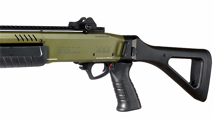CYMA / BO Manufacture Fabarm STF12 Compact 11 Zoll Vollmetall Pump Action Gas Shotgun 6mm BB oliv Bild 9