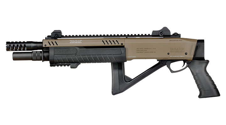 CYMA / BO Manufacture Fabarm STF12 Compact 11 Zoll Vollmetall Pump Action Gas Shotgun 6mm BB Flat Dark Earth Bild 2