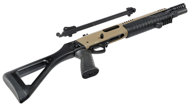 CYMA / BO Manufacture Fabarm STF12 Compact 11 Zoll Vollmetall Pump Action Gas Shotgun 6mm BB Flat Dark Earth Bild 7