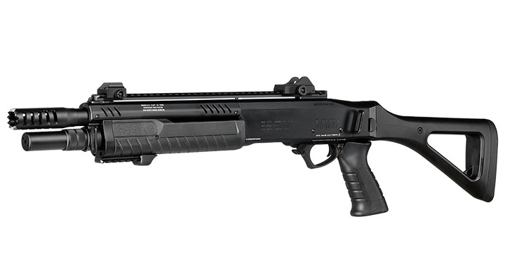 CYMA / BO Manufacture Fabarm STF12 Compact 11 Zoll Vollmetall Pump Action Gas Shotgun 6mm BB schwarz
