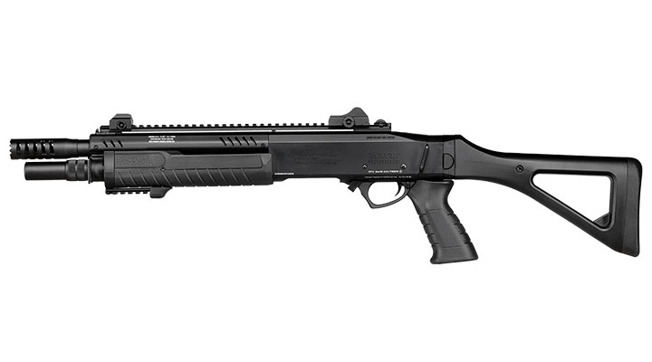 CYMA / BO Manufacture Fabarm STF12 Compact 11 Zoll Vollmetall Pump Action Gas Shotgun 6mm BB schwarz Bild 1