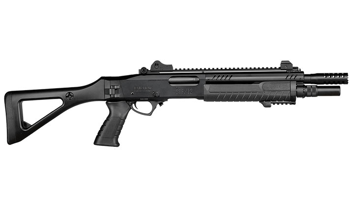 CYMA / BO Manufacture Fabarm STF12 Compact 11 Zoll Vollmetall Pump Action Gas Shotgun 6mm BB schwarz Bild 3