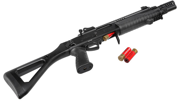 CYMA / BO Manufacture Fabarm STF12 Compact 11 Zoll Vollmetall Pump Action Gas Shotgun 6mm BB schwarz Bild 6