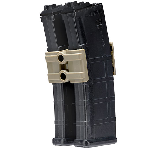 WoSport M4 / M16 / AR15 Polymer Dual-Magazinklammer / Mag Coupler tan Bild 4