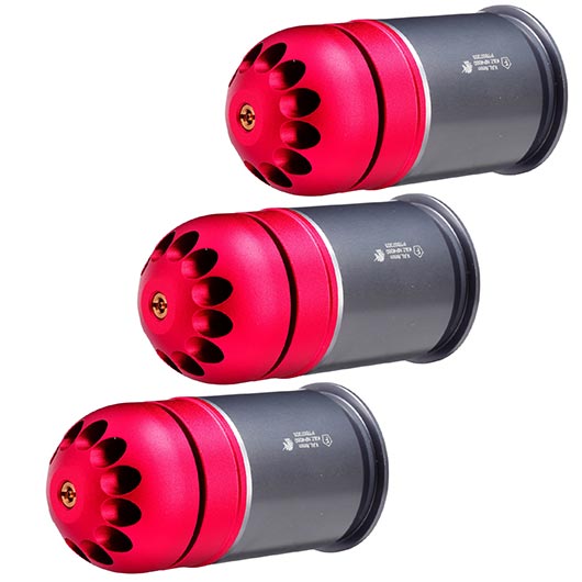 Nuprol 40mm Vollmetall Hlse / Einlegepatrone f. 60 6mm BBs rot - 3 Stck