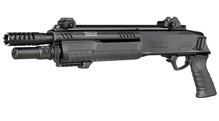 CYMA / BO Manufacture Fabarm STF12 Short 11 Zoll Vollmetall Pump Action Gas Shotgun 6mm BB schwarz