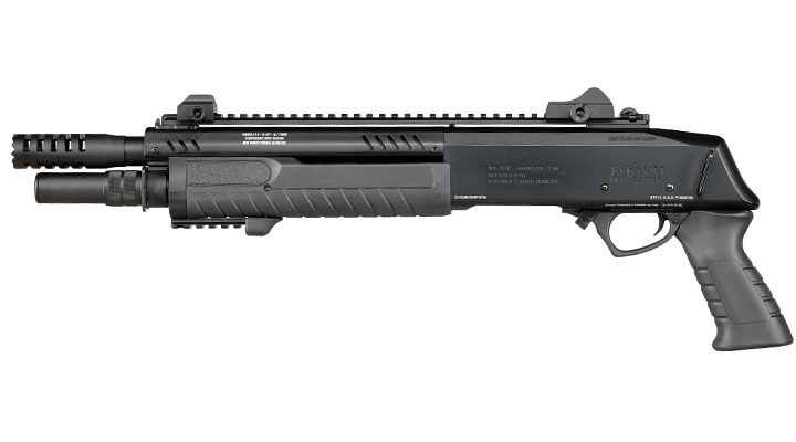 CYMA / BO Manufacture Fabarm STF12 Short 11 Zoll Vollmetall Pump Action Gas Shotgun 6mm BB schwarz Bild 1