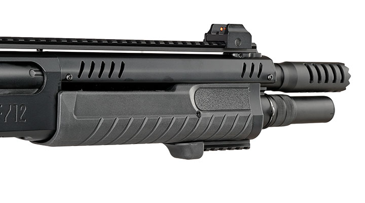 CYMA / BO Manufacture Fabarm STF12 Short 11 Zoll Vollmetall Pump Action Gas Shotgun 6mm BB schwarz Bild 10