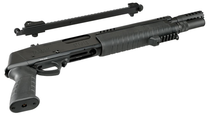 CYMA / BO Manufacture Fabarm STF12 Short 11 Zoll Vollmetall Pump Action Gas Shotgun 6mm BB schwarz Bild 7