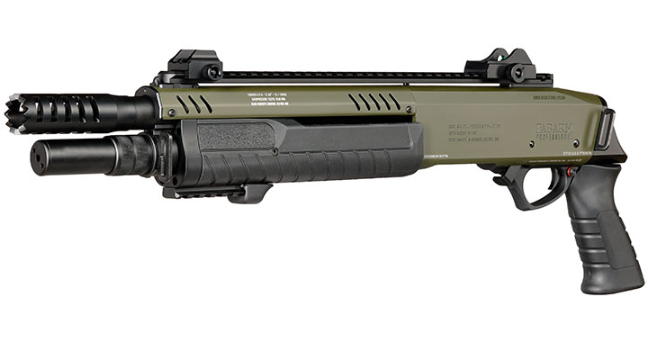 CYMA / BO Manufacture Fabarm STF12 Short 11 Zoll Vollmetall Pump Action Gas Shotgun 6mm BB oliv