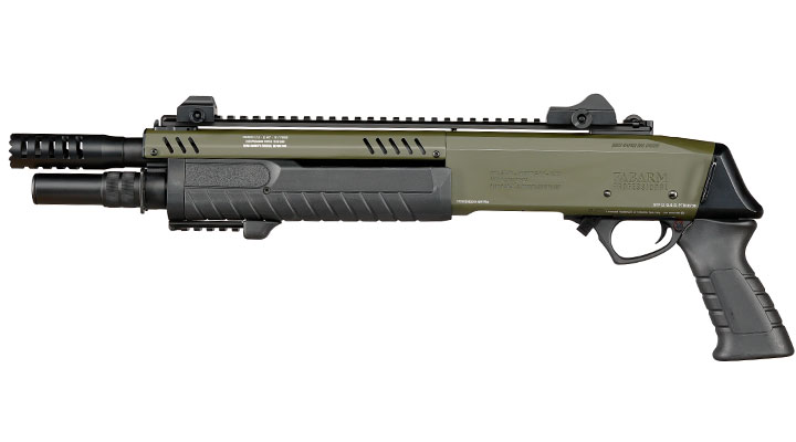 CYMA / BO Manufacture Fabarm STF12 Short 11 Zoll Vollmetall Pump Action Gas Shotgun 6mm BB oliv Bild 1