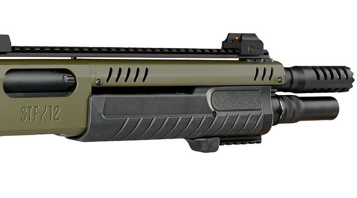 CYMA / BO Manufacture Fabarm STF12 Short 11 Zoll Vollmetall Pump Action Gas Shotgun 6mm BB oliv Bild 10