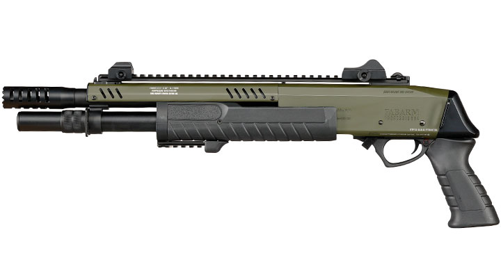 CYMA / BO Manufacture Fabarm STF12 Short 11 Zoll Vollmetall Pump Action Gas Shotgun 6mm BB oliv Bild 2