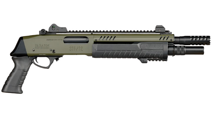 CYMA / BO Manufacture Fabarm STF12 Short 11 Zoll Vollmetall Pump Action Gas Shotgun 6mm BB oliv Bild 3