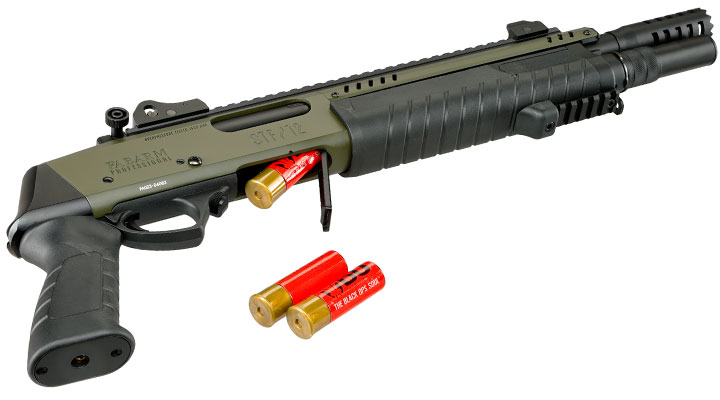 CYMA / BO Manufacture Fabarm STF12 Short 11 Zoll Vollmetall Pump Action Gas Shotgun 6mm BB oliv Bild 6