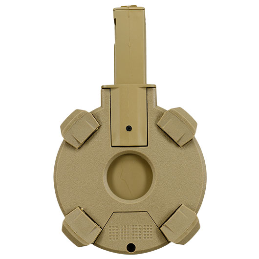 A&K MP5 D-60 Style Polymer Trommelmagazin 1200 Schuss Dark Earth - elektrisch Bild 5