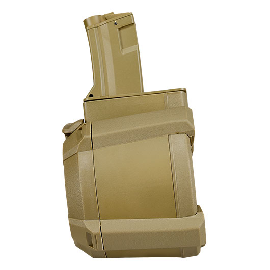 A&K MP5 D-60 Style Polymer Trommelmagazin 1200 Schuss Dark Earth - elektrisch Bild 6