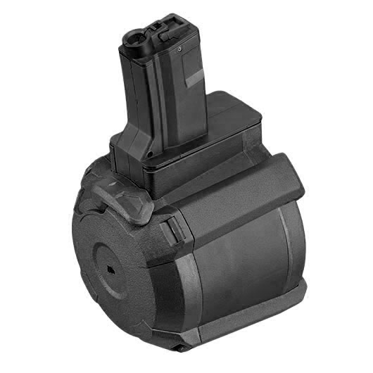 A&K MP5 D-60 Style Polymer Trommelmagazin 1200 Schuss schwarz - elektrisch