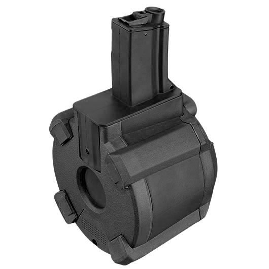 A&K MP5 D-60 Style Polymer Trommelmagazin 1200 Schuss schwarz - elektrisch Bild 2