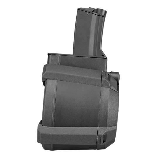 A&K MP5 D-60 Style Polymer Trommelmagazin 1200 Schuss schwarz - elektrisch Bild 7