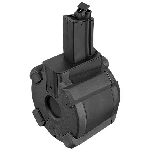 A&K MP5 D-60 Style Polymer Trommelmagazin 1200 Schuss schwarz - elektrisch Bild 8