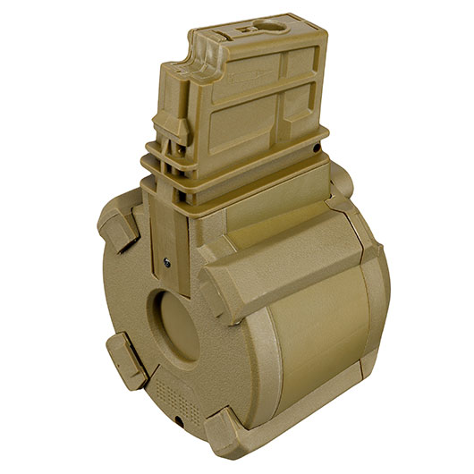 A&K G36 D-60 Style Polymer Trommelmagazin 1200 Schuss Dark Earth - elektrisch Bild 2