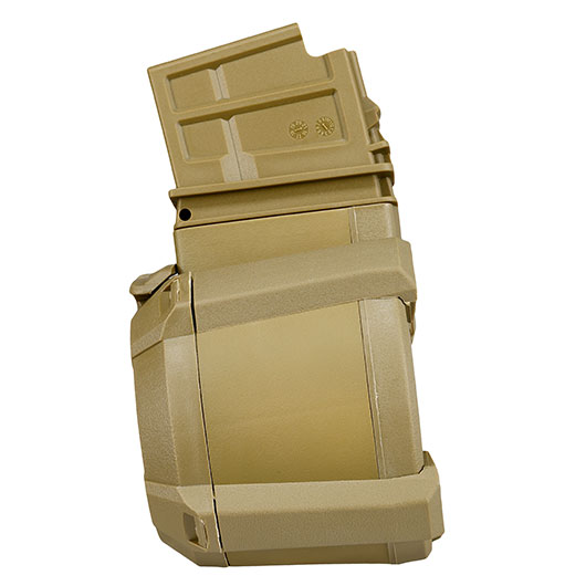 A&K G36 D-60 Style Polymer Trommelmagazin 1200 Schuss Dark Earth - elektrisch Bild 6