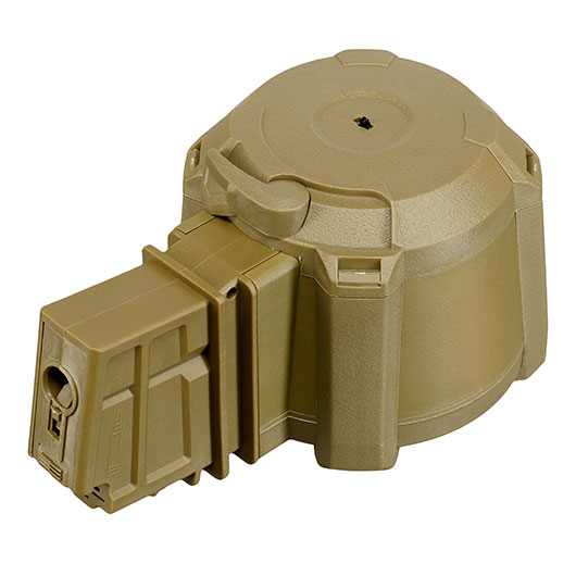 A&K G36 D-60 Style Polymer Trommelmagazin 1200 Schuss Dark Earth - elektrisch Bild 9