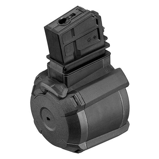 A&K G36 D-60 Style Polymer Trommelmagazin 1200 Schuss schwarz - elektrisch