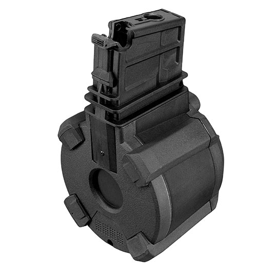 A&K G36 D-60 Style Polymer Trommelmagazin 1200 Schuss schwarz - elektrisch Bild 8