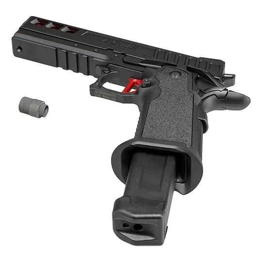 ICS BLE Hi-Capa ACME m. Metallschlitten GBB 6mm BB schwarz / rot Bild 5