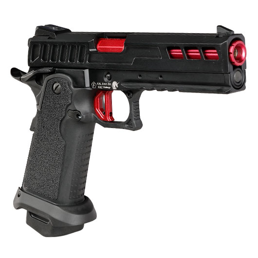 ICS BLE Hi-Capa ACME m. Metallschlitten GBB 6mm BB schwarz / rot Bild 8