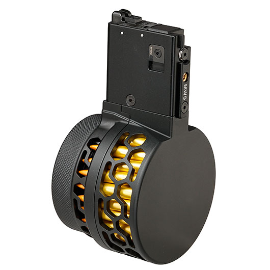 Dytac X-Style Metall-Trommelmagazin 100 Schuss f. Tokyo Marui MWS M4 / M16 GBB Serie schwarz Bild 3