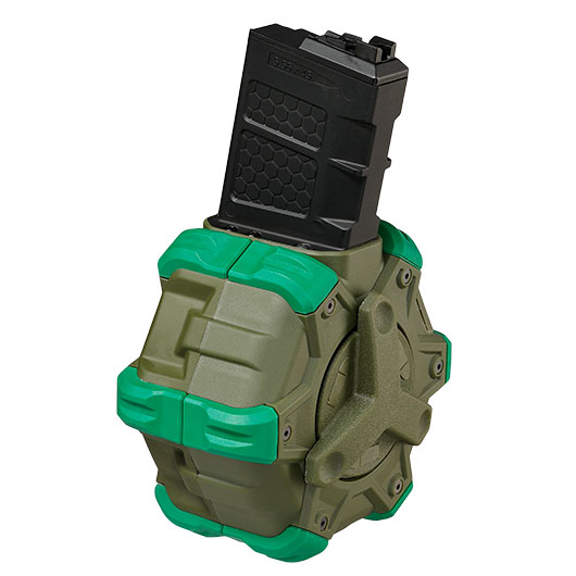 Wei-ETech M4 / M16 GBB Single Trommelmagazin Hi-Cap 350 Schuss oliv - Version 3 - Softairgas Version Bild 1