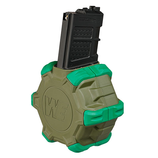 Wei-ETech M4 / M16 GBB Single Trommelmagazin Hi-Cap 350 Schuss oliv - Version 3 - Softairgas Version Bild 4