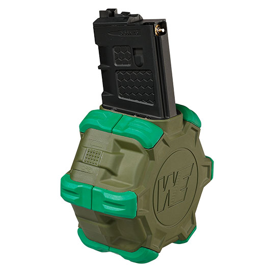Wei-ETech M4 / M16 GBB Single Trommelmagazin Hi-Cap 350 Schuss oliv - Version 3 - Softairgas Version Bild 5