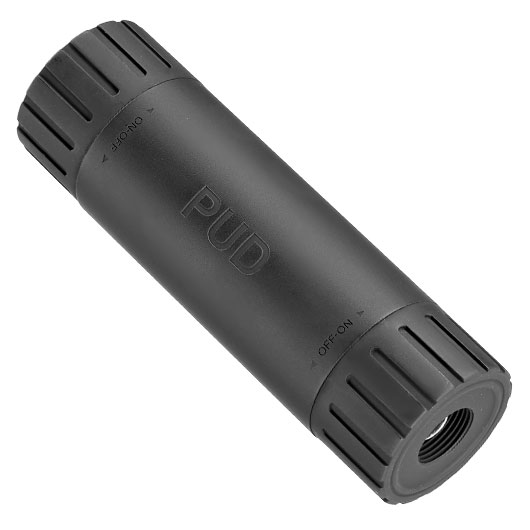 APS PUD Power Up Device Aluminium Suppressor Kit 110 x 34mm 14mm- mit 98mm Innenlauf schwarz Bild 2
