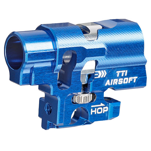 TTI Airsoft CNC Aluminium TDC-Style Hop-Up Chamber f. Tokyo Marui / Wei-ETech Hi-Capa / M1911 GBB Serie blau Bild 1