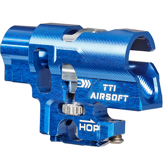 TTI Airsoft CNC Aluminium TDC-Style Hop-Up Chamber f. Tokyo Marui / Wei-ETech Hi-Capa / M1911 GBB Serie blau Bild 4