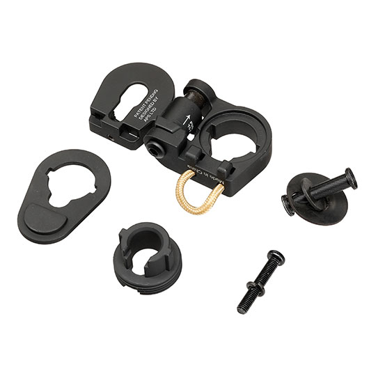 APS Aluminium Stock-Tube Klappschaft-Adapter f. APS / EMG M4 S-AEG Gewehre mit geschraubter Stock-Tube schwarz