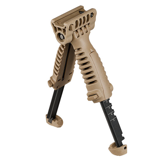 Evolution Heavy Duty Tactical Bipod Frontgriff mit integriertem Zweibein f. 20 - 22mm Schienen tan Bild 5