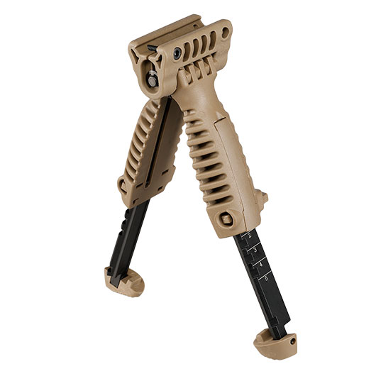 Evolution Heavy Duty Tactical Bipod Frontgriff mit integriertem Zweibein f. 20 - 22mm Schienen tan Bild 6