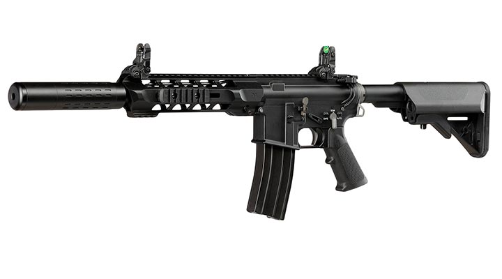 SRC M4 Zaros-S Silenced Vollmetall GBB 6mm BB schwarz - Forged Receiver Edition