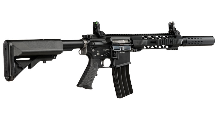 SRC M4 Zaros-S Silenced Vollmetall GBB 6mm BB schwarz - Forged Receiver Edition Bild 3