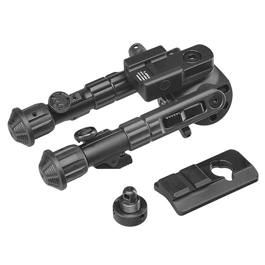 UTG Heavy Duty Recon 360 Grad Fine Tune Metall Zweibein - Gummife 133 - 172 mm schwarz - Version 3