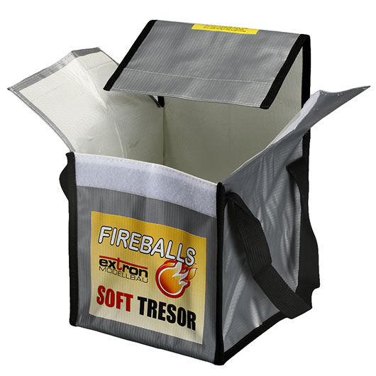 Extron Fireballs Soft Tresor 20 x 20 x 20 cm Feuerfeste Sicherheitstasche f. Brandschutzgranulat grau Bild 1