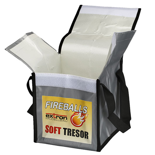 Extron Fireballs Soft Tresor 20 x 20 x 20 cm Feuerfeste Sicherheitstasche f. Brandschutzgranulat grau Bild 2